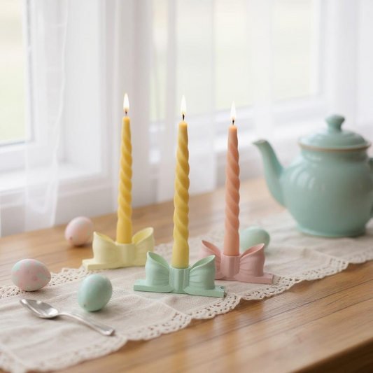 Ceramic Bow Taper Candle Holder