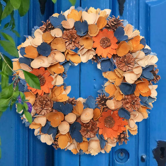 Orange and Blue Sunset Autumn Wreath