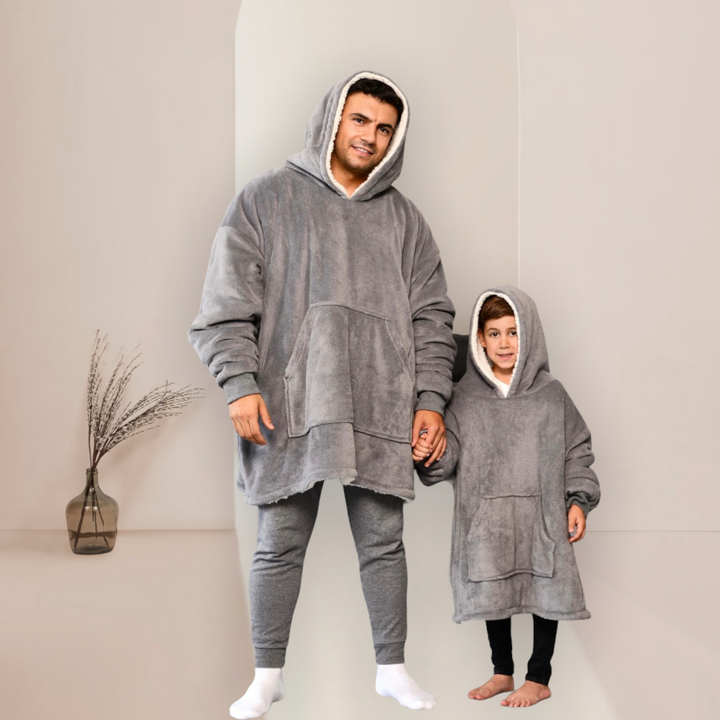 Giant Thick Fluffy Father & Son Matching Hoodie Blanket Gift Set