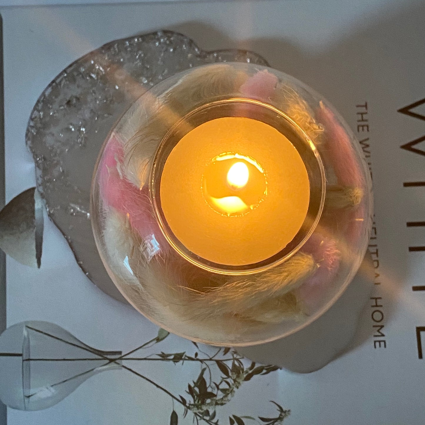 Handmade Bunny Tail Filled 𝓒𝓪𝓷𝓭𝔂 Tea-Light Holder