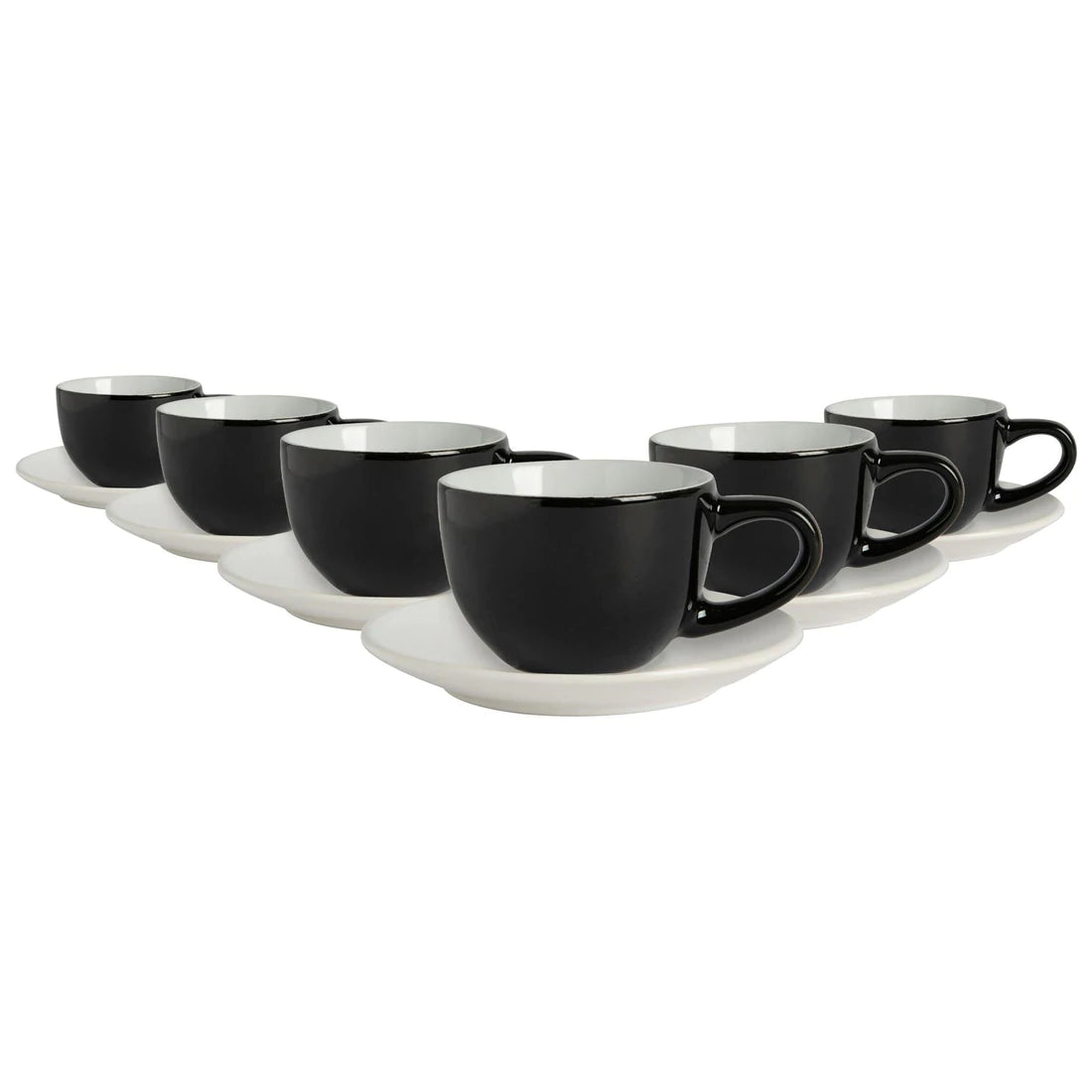 Porcelain Coloured Coffee Cup & Coloured Saucers |