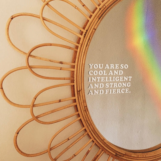 White ' 𝓢𝓽𝓻𝓸𝓷𝓰 & 𝓕𝓲𝓮𝓻𝓬𝓮' Mirror Decal / Sticker