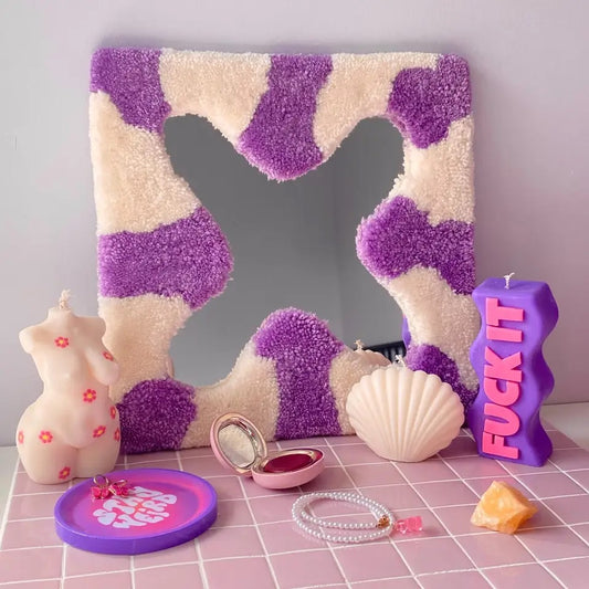 Purple Handmade Tufted Mirror