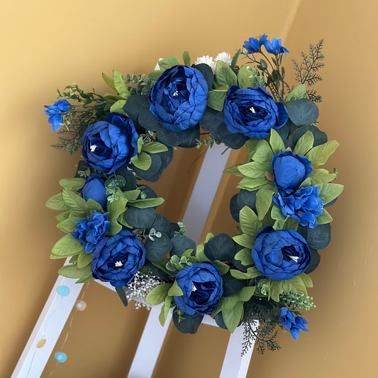 Royal Blue Peony Wreath