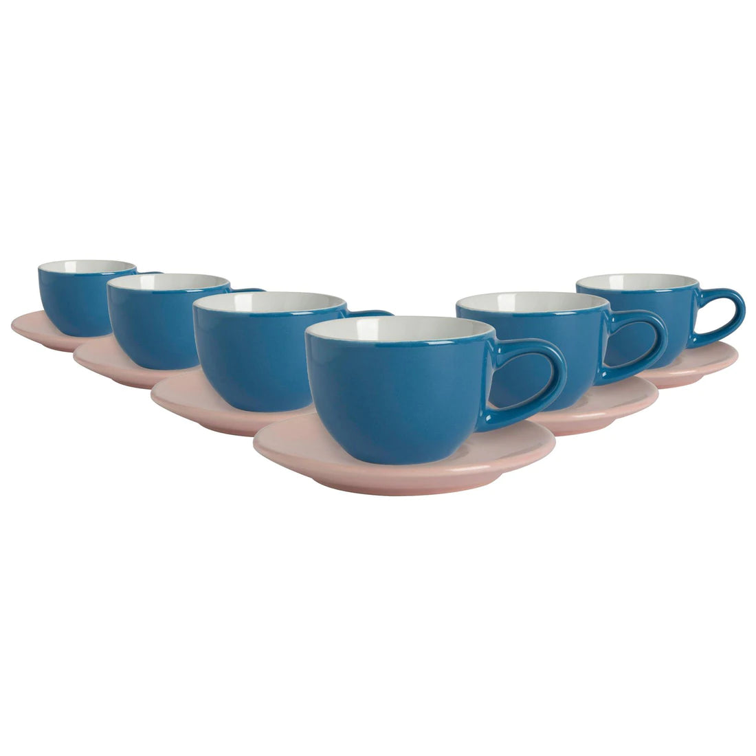 Porcelain Coloured Coffee Cup & Coloured Saucers |