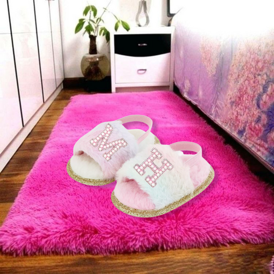 Customised Babies Rainbow Bright ‘𝓡𝓱𝓲𝓡𝓱𝓲’ Slippers - Pretty Little Presents
