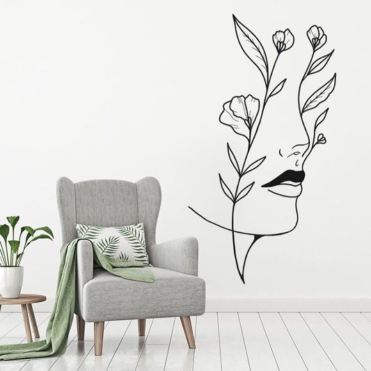 Line Art ‘ 𝓕𝓵𝓸𝔀𝓮𝓻  𝓕𝓪𝓬𝓮’ Wall Sticker