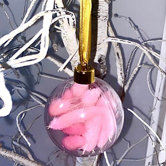 Cute Christmas Pink Bunny Tail Bauble Sets