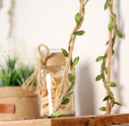 Braided Jute | Green Leaf Vine