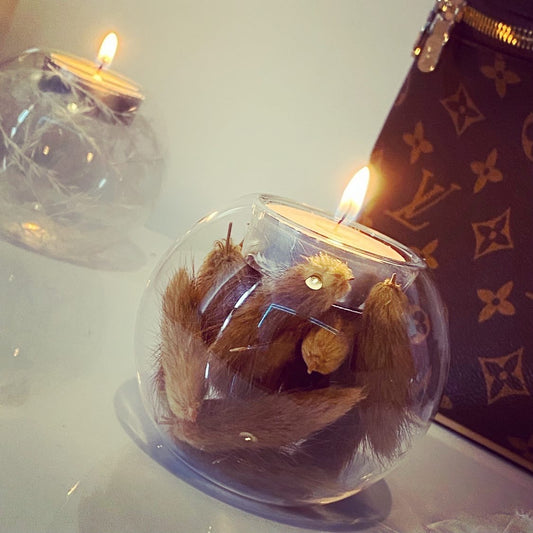 Handmade Bunny Tail Filled 𝓒𝓸𝓯𝓯𝓮𝓮  Tea-Light Holder