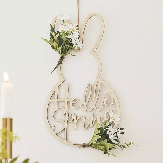 Easter Bunny Door Wreath | Hello Spring Door Hanger