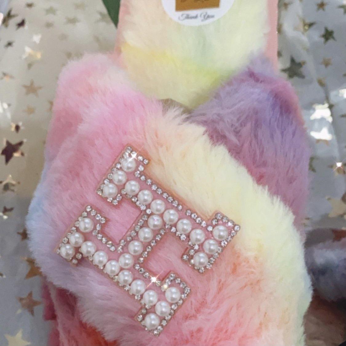 Customised Rainbow Bright ‘𝓡𝓱𝓲𝓡𝓱𝓲’ Slippers. - Pretty Little Presents