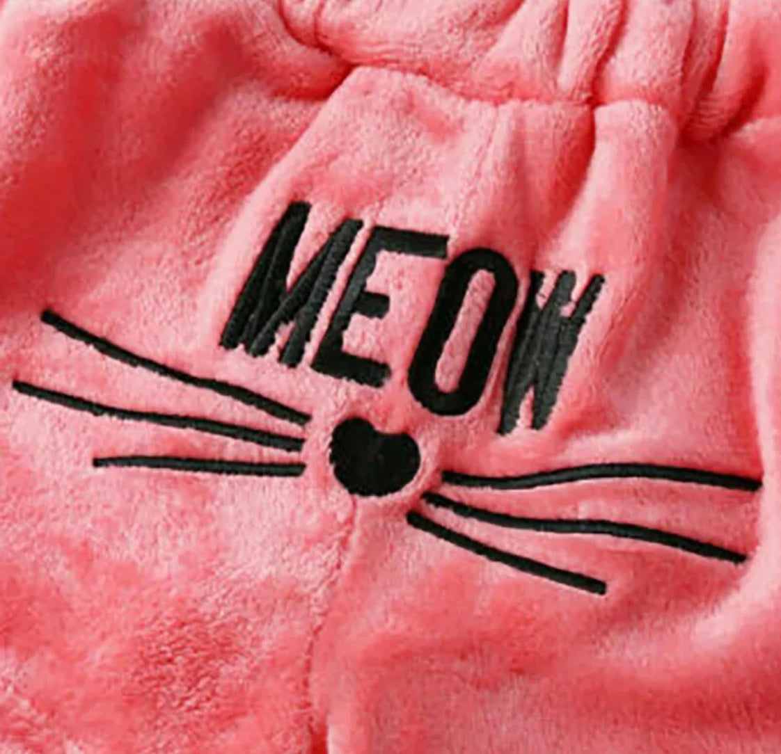 Cute & Cosy 2 Piece Fluffy Fleece Meow Pyjama Set Loungewear