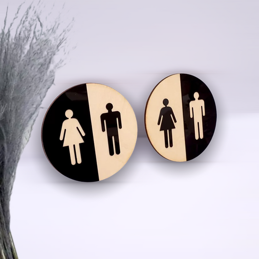 Mirrored 3D Bathroom Door Signs