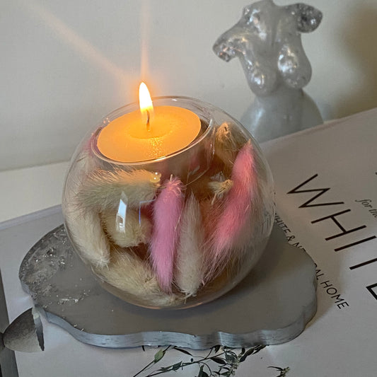 Handmade Bunny Tail Filled 𝓒𝓪𝓷𝓭𝔂 Tea-Light Holder