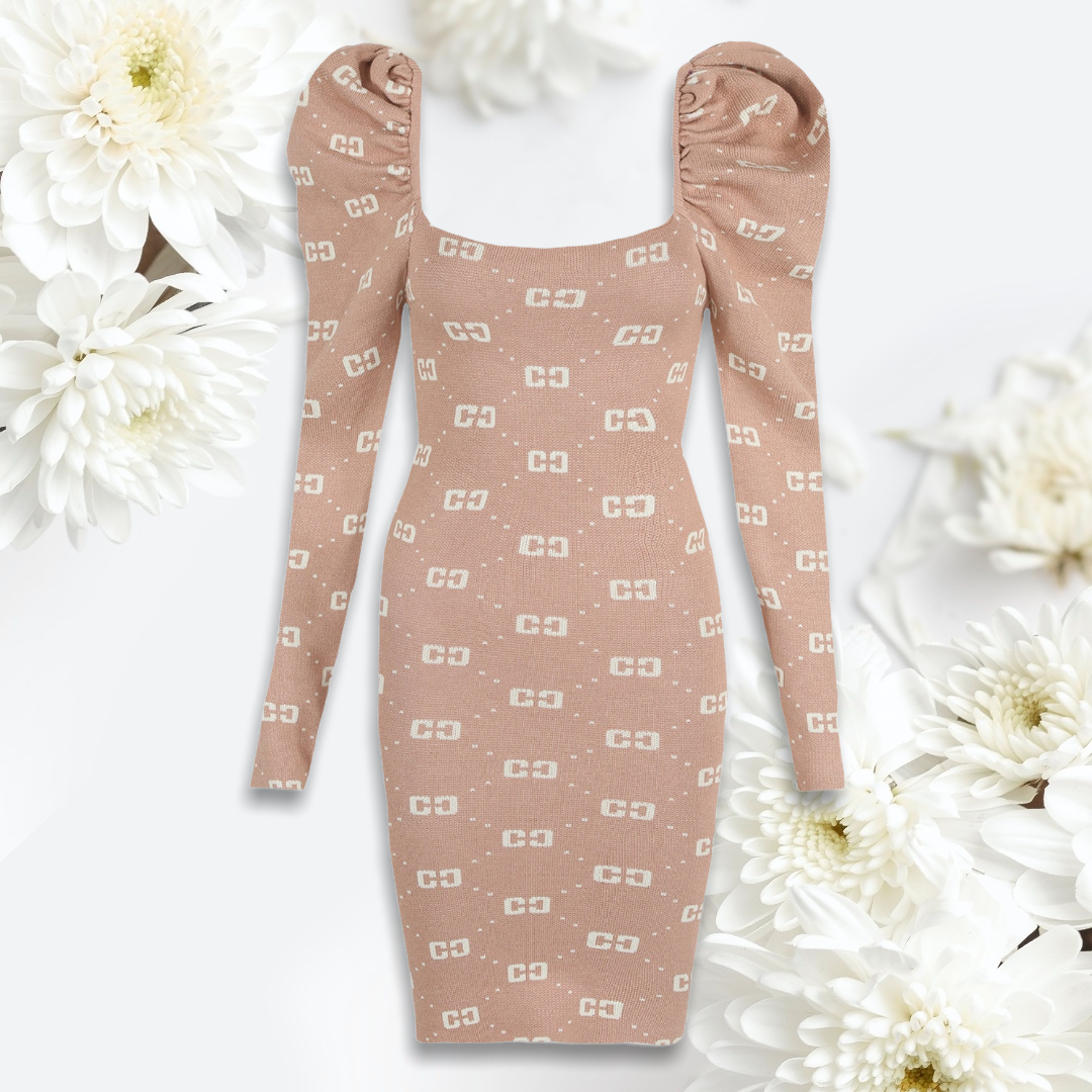Puff Shoulder Knitted ‘ 𝓜𝓮𝓵𝓪𝓷𝓲𝓮’ Mini Dress