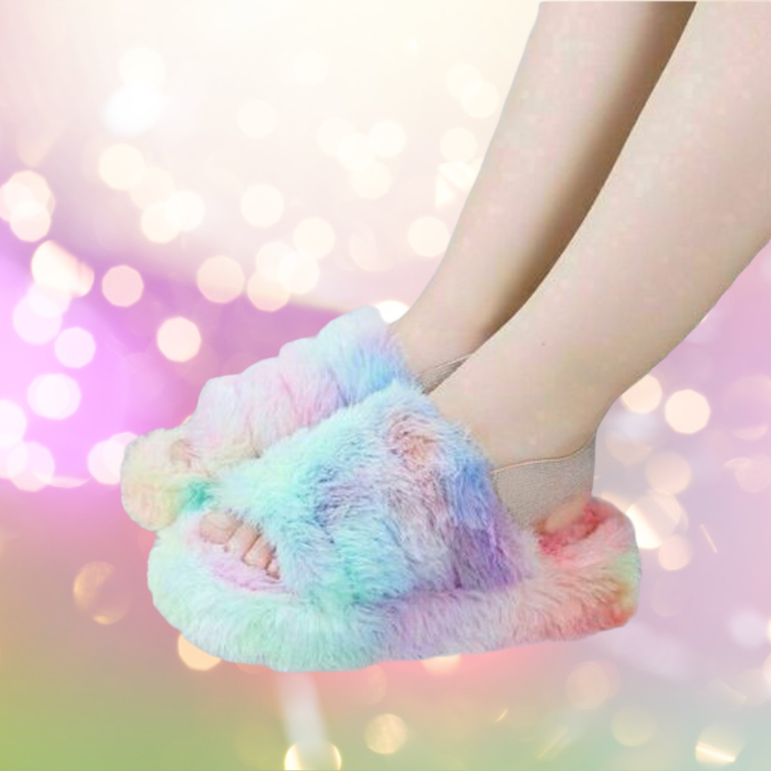 Customised Luxury Rainbow Childrens 𝓡𝓱𝓲𝓡𝓱𝓲 Slippers - Pretty Little Presents