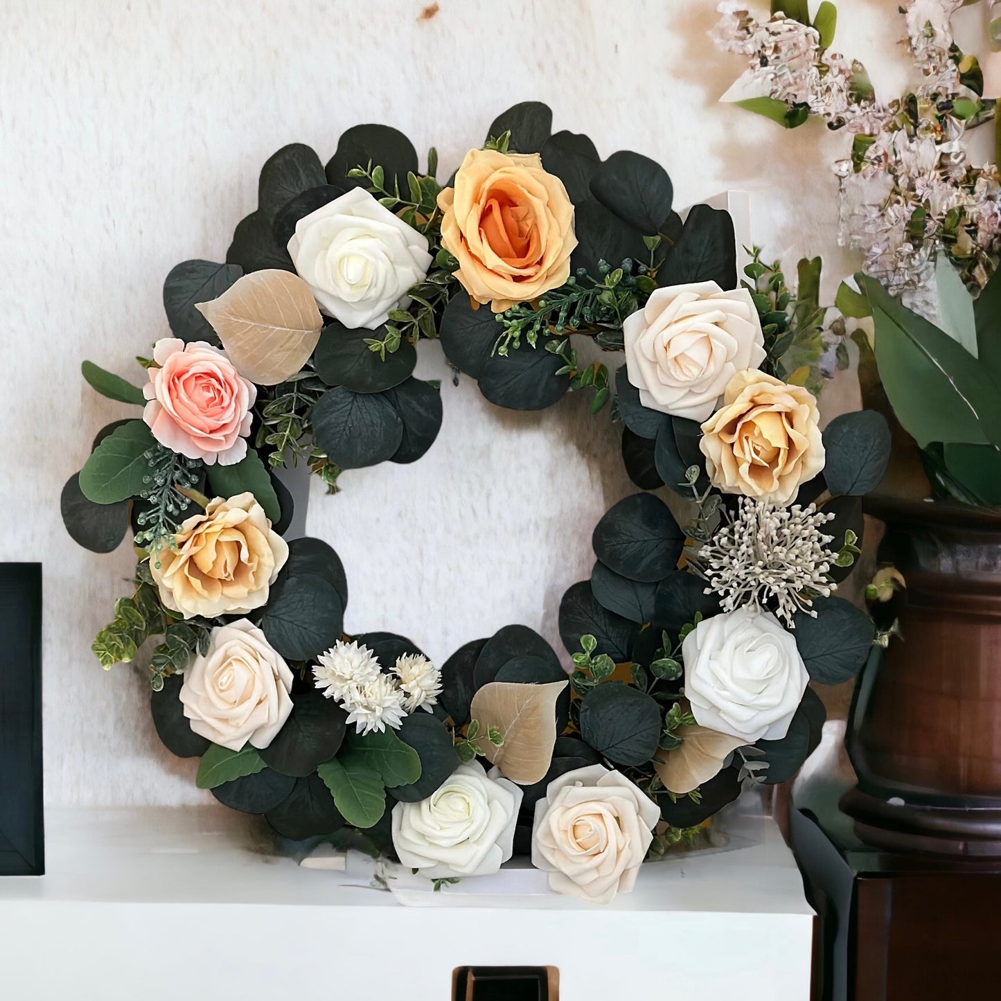 Handmade Eucalyptus & Rose Wreath