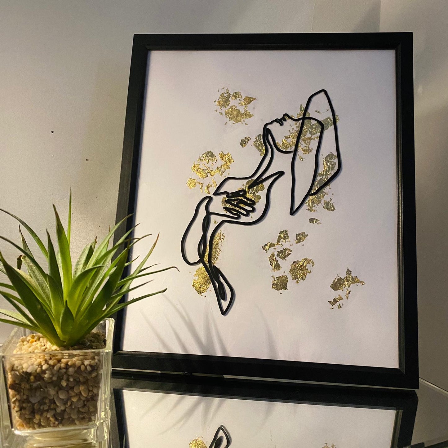 Hand Painted Abstract ‘ 𝓔𝓿𝓮𝓻𝓵𝔂𝓷‘ Line Art Illustration  With Frame