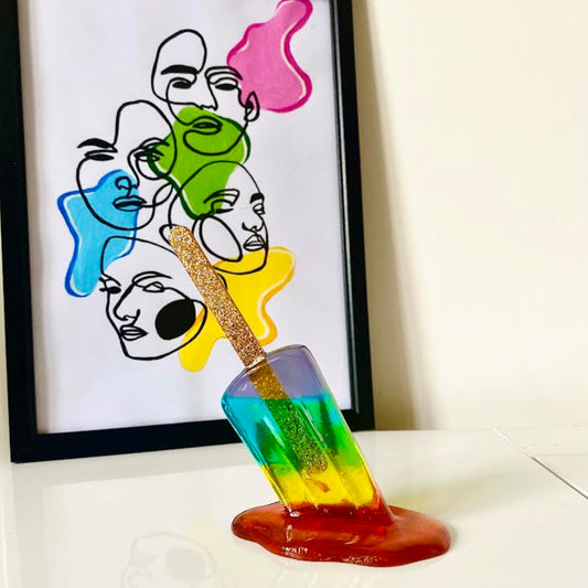 Upside Down Melting Ice Lolly Resin Sculpture