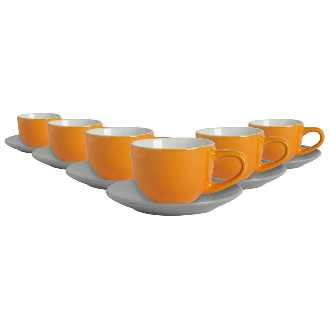 Porcelain Coloured Coffee Cup & Coloured Saucers |