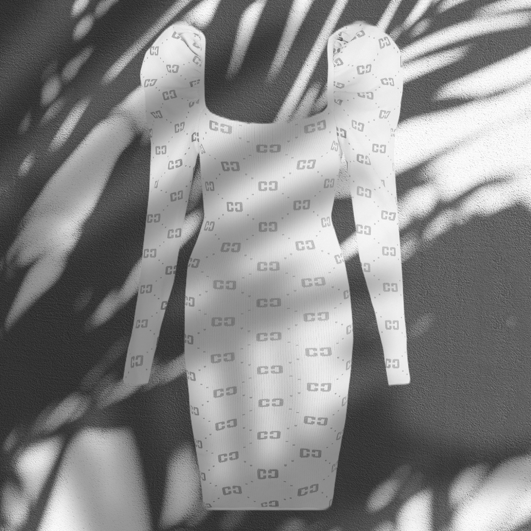 Puff Shoulder Knitted ‘ 𝓜𝓮𝓵𝓪𝓷𝓲𝓮’ Mini Dress