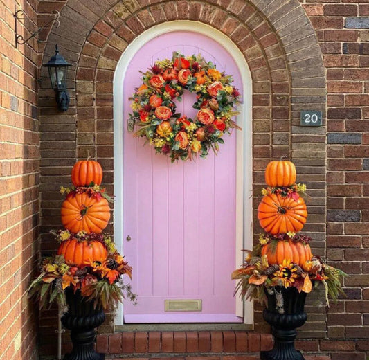 Autumn Peony Wreath | Faux Pumpkin Wreaths