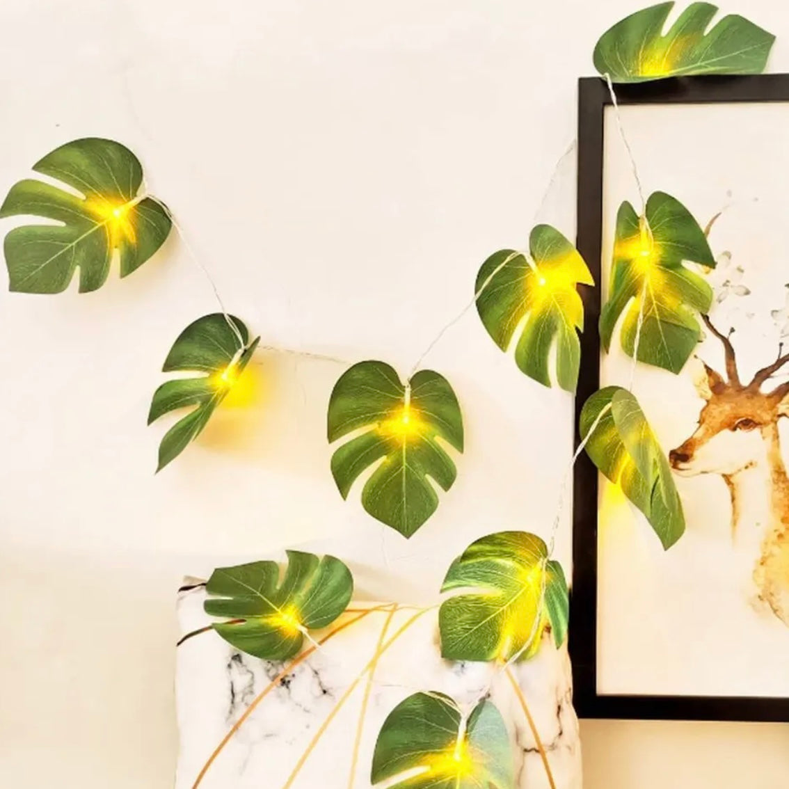 Jungle Theme Palm Leaf Garland LED lights